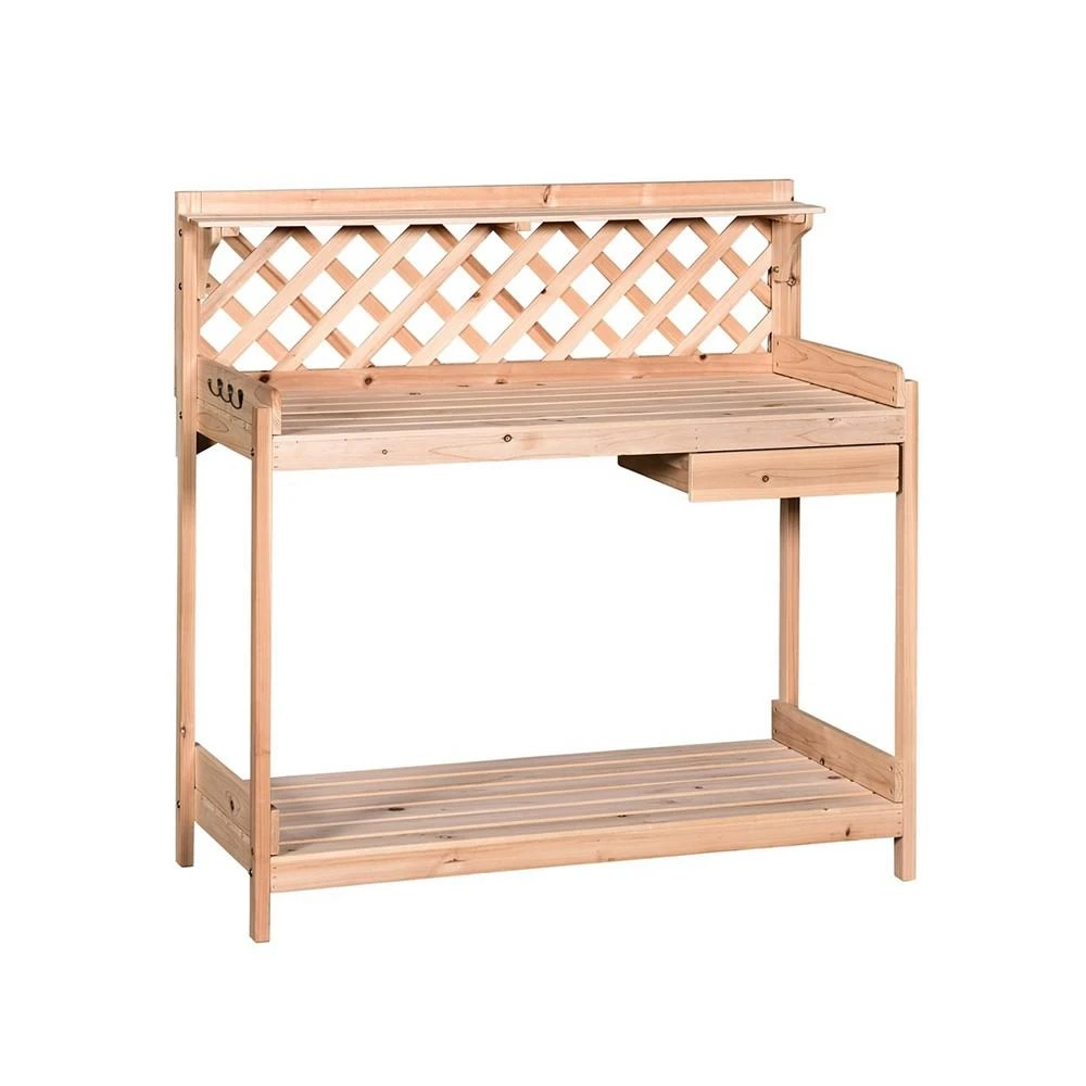商品Outsunny|Garden Potting Bench Workstation w/ Drawer, Storage Shelf and Lattice,价格¥733,第1张图片