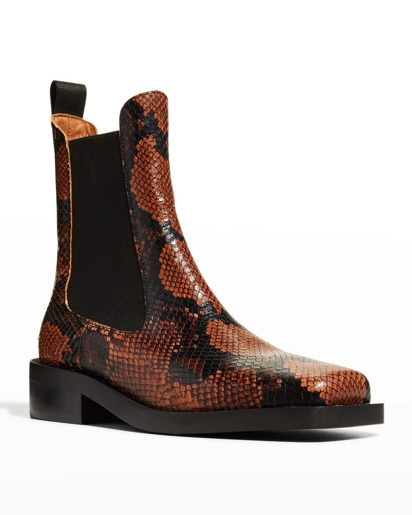 商品Ganni|Snake-Print Leather Chelsea Boots,价格¥953,第2张图片详细描述