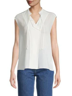 商品Vince|​Ruffle Tie-Neck Sleeveless Silk Blouse,价格¥477,第1张图片