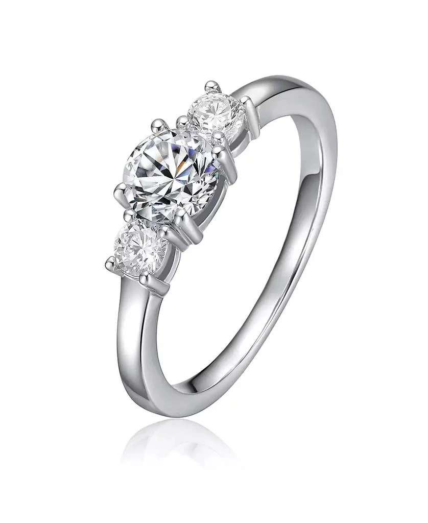 商品Genevive|Sterling Silver Cubic Zirconia Three-Stone Statement Ring,价格¥234,第1张图片