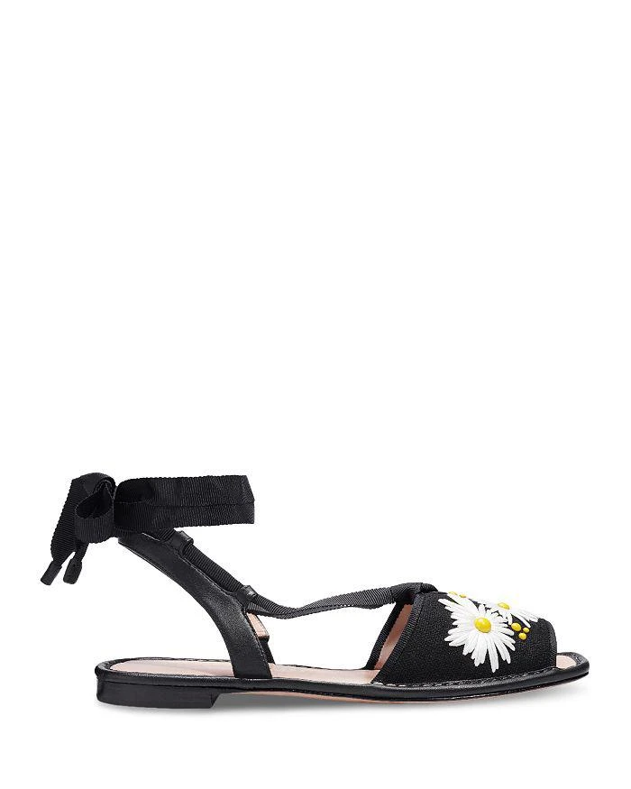 商品Kate Spade|Women's Michaela Square Toe Flower Decorated Fabric Sandals,价格¥803,第2张图片详细描述