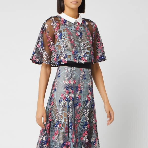 商品Self Portrait|Self-Portrait Women's Floral Vine Collared Midi Dress - Lace,价格¥1448,第3张图片详细描述