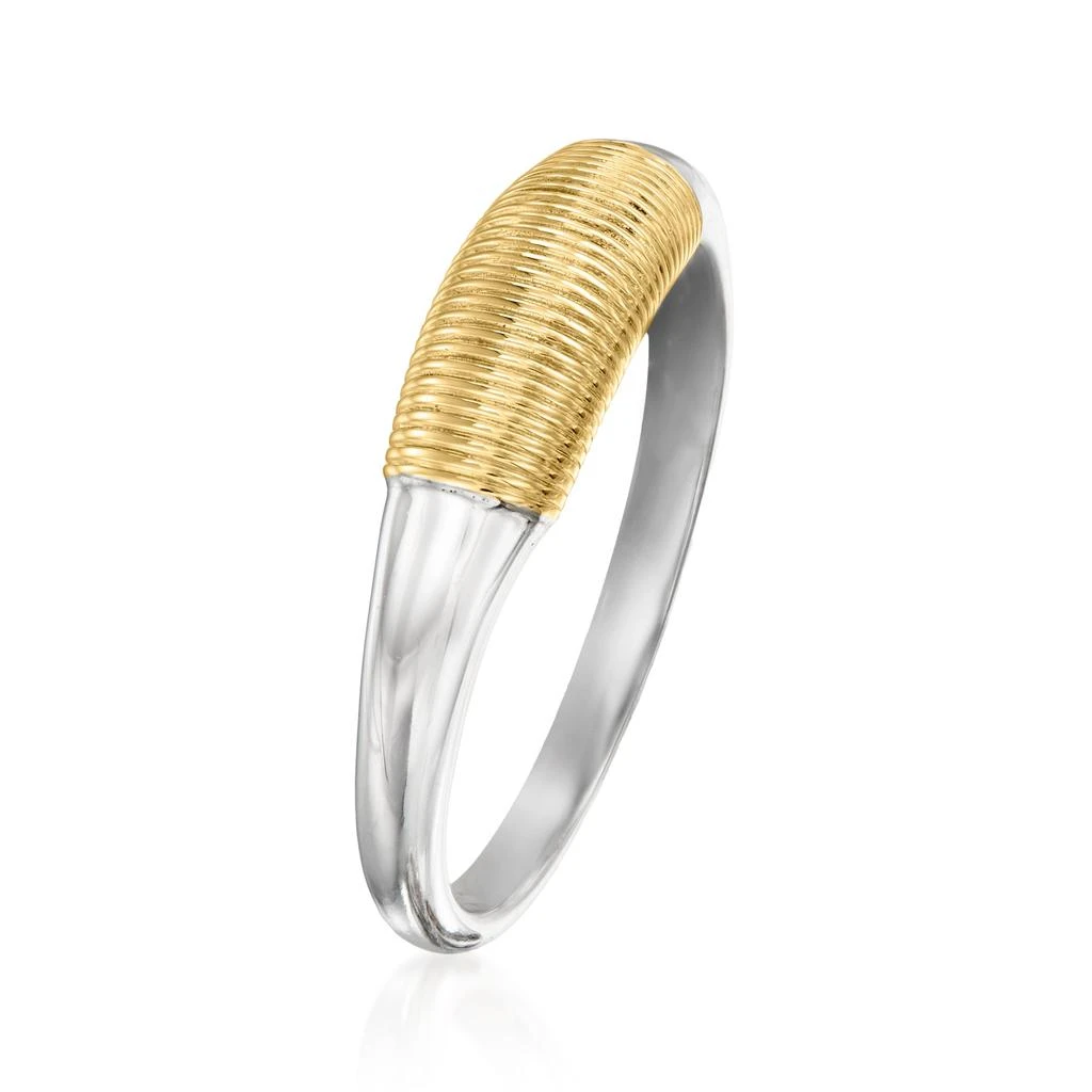 商品Ross-Simons|Sterling Silver and 14kt Yellow Gold Ribbed Ring,价格¥1015,第3张图片详细描述