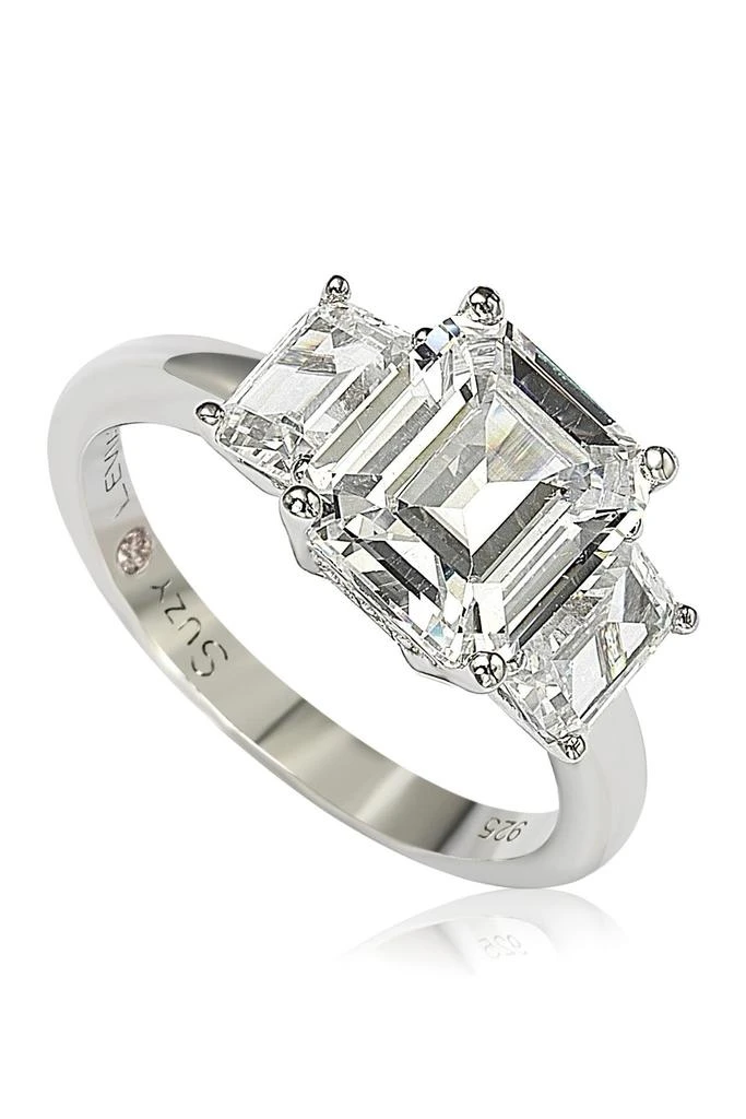 商品Suzy Levian|Emerald-Cut 3-Stone CZ Bridal Ring,价格¥1125,第2张图片详细描述