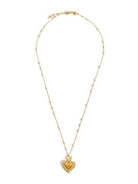18K Gold-Plated Ridged Heart Pendant Necklace商品第2张图片规格展示
