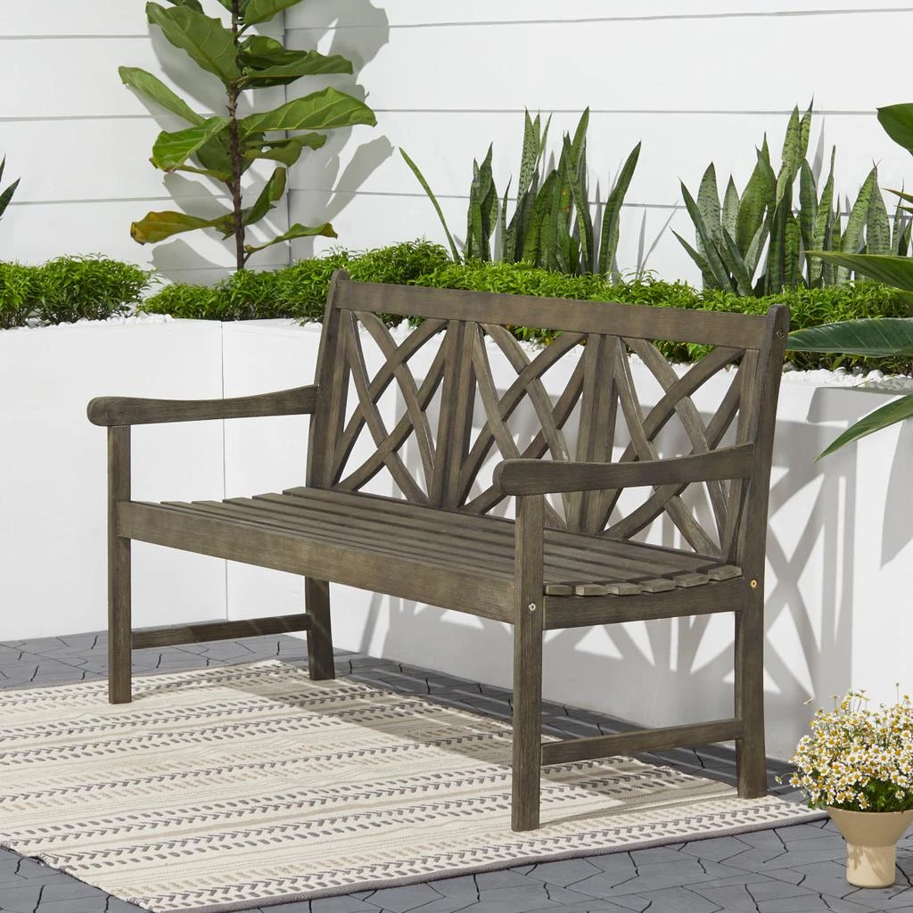 商品Simplie Fun|Renaissance Outdoor Patio 5-foot Hand-scraped Wood Garden Bench,价格¥4094,第3张图片详细描述