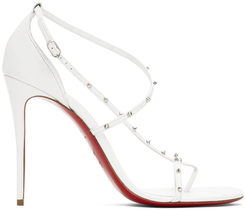 商品Christian Louboutin|White Riojana Spikes 100 Heeled Sandals,价格¥6955,第1张图片