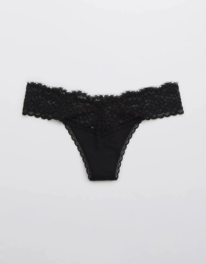 商品Aerie|Aerie Cotton Eyelash Lace Thong Underwear,价格¥68,第1张图片