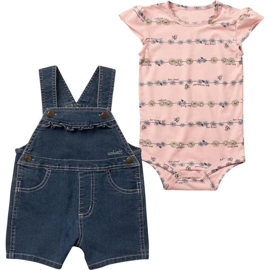 商品Carhartt|Daisy Chain SS Bodysuit & Denim Shortall Set - Infant Girls',价格¥126,第1张图片