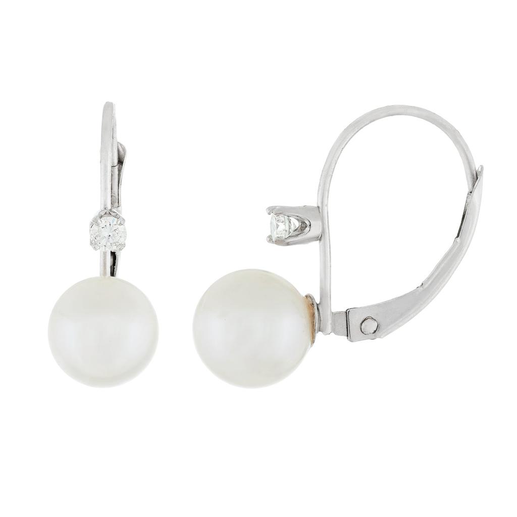 14k White Gold  7-8mm Pearl Earrings商品第3张图片规格展示