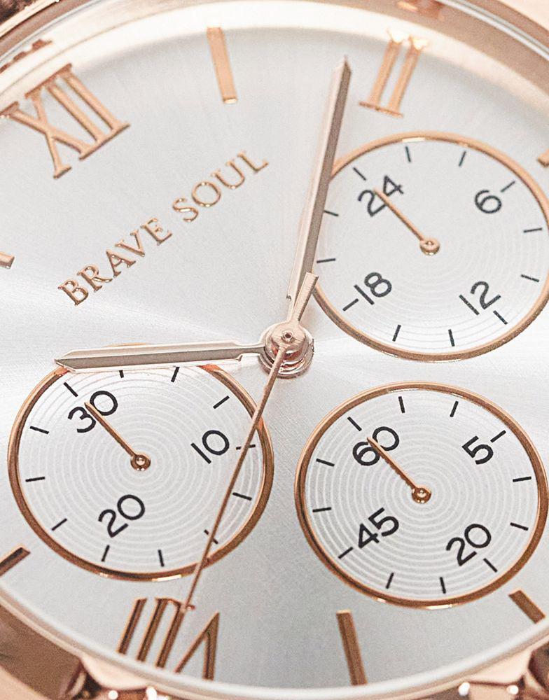 Brave Soul multi-dial watch in faux snakeskin and rose gold商品第3张图片规格展示