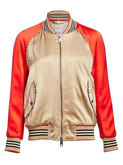 商品Burberry|标志性条纹专属标识图案飞行夹克,价格¥3075,第1张图片