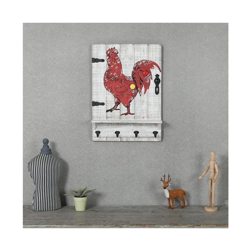 商品Luxen Home|Metal Rooster Wood Wall Plaque with Four Key Hooks,价格¥745,第2张图片详细描述