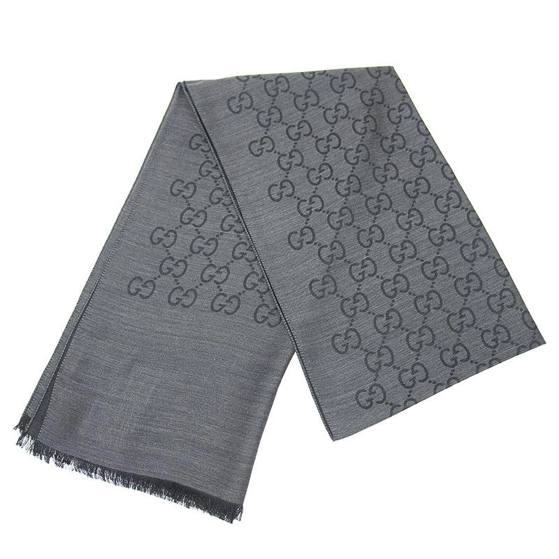 商品Gucci|Gucci 古驰 炭灰色羊毛真丝女士围巾,价格¥3083,第1张图片