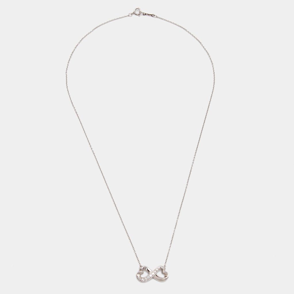 Tiffany & Co. Paloma Picasso Infinity Heart Diamond 18k White Gold Chain Necklace商品第2张图片规格展示
