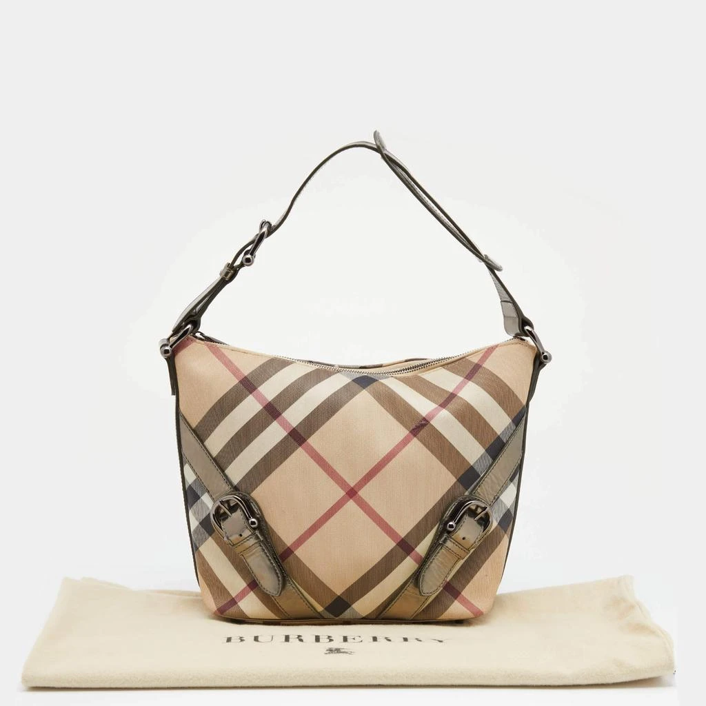 Burberry Beige/Metallic Grey Nova Check Coated Canvas And Leather Shoulder Bag 商品