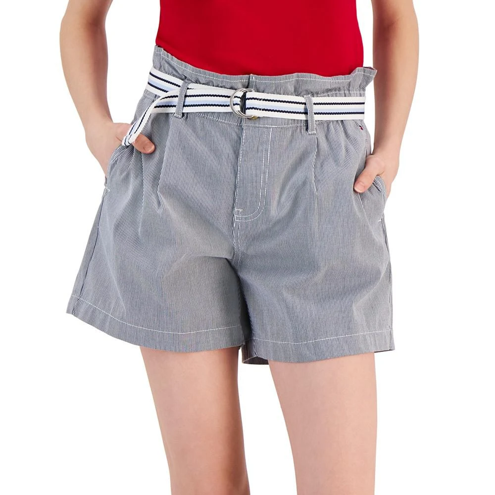 商品Tommy Hilfiger|Women's Striped Belted Paper-Bag Shorts,价格¥107,第3张图片详细描述