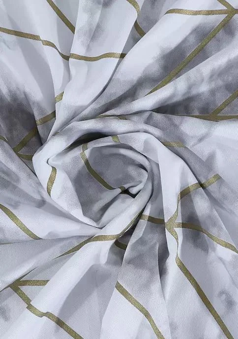 商品Dainty Home|Luxe Marble Metallic Shower Curtain in Silver,价格¥294,第3张图片详细描述