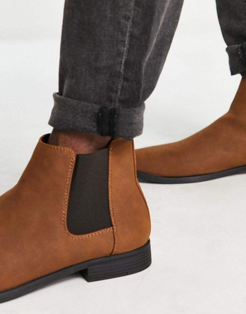 ASOS DESIGN chelsea boots in tan faux suede商品第3张图片规格展示