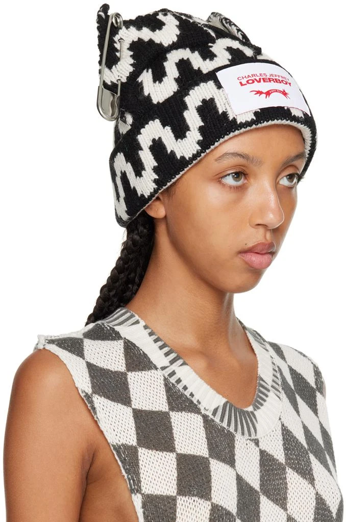 商品Charles Jeffrey Loverboy|SSENSE Exclusive Black Chunky Punk Ears Beanie,价格¥1162,第2张图片详细描述