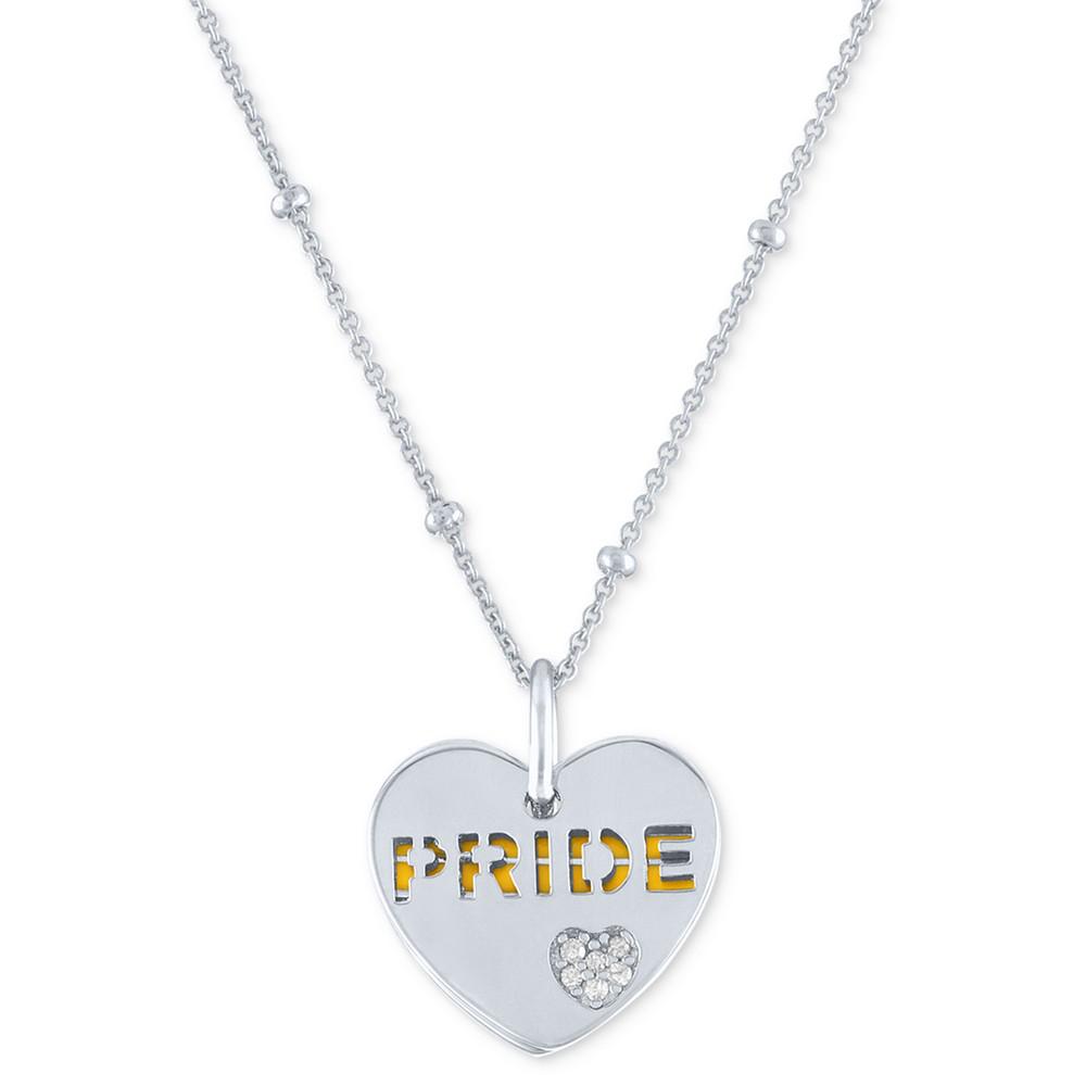 Diamond Accent & Enamel Pride Double Heart 18" Pendant Necklace in Sterling Silver商品第1张图片规格展示