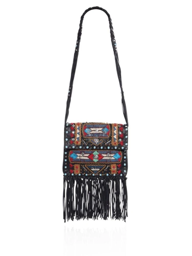 商品Valentino|Rockstud Rolling Emroidered Fringed Leather Shoulder Bag,价格¥16764,第1张图片