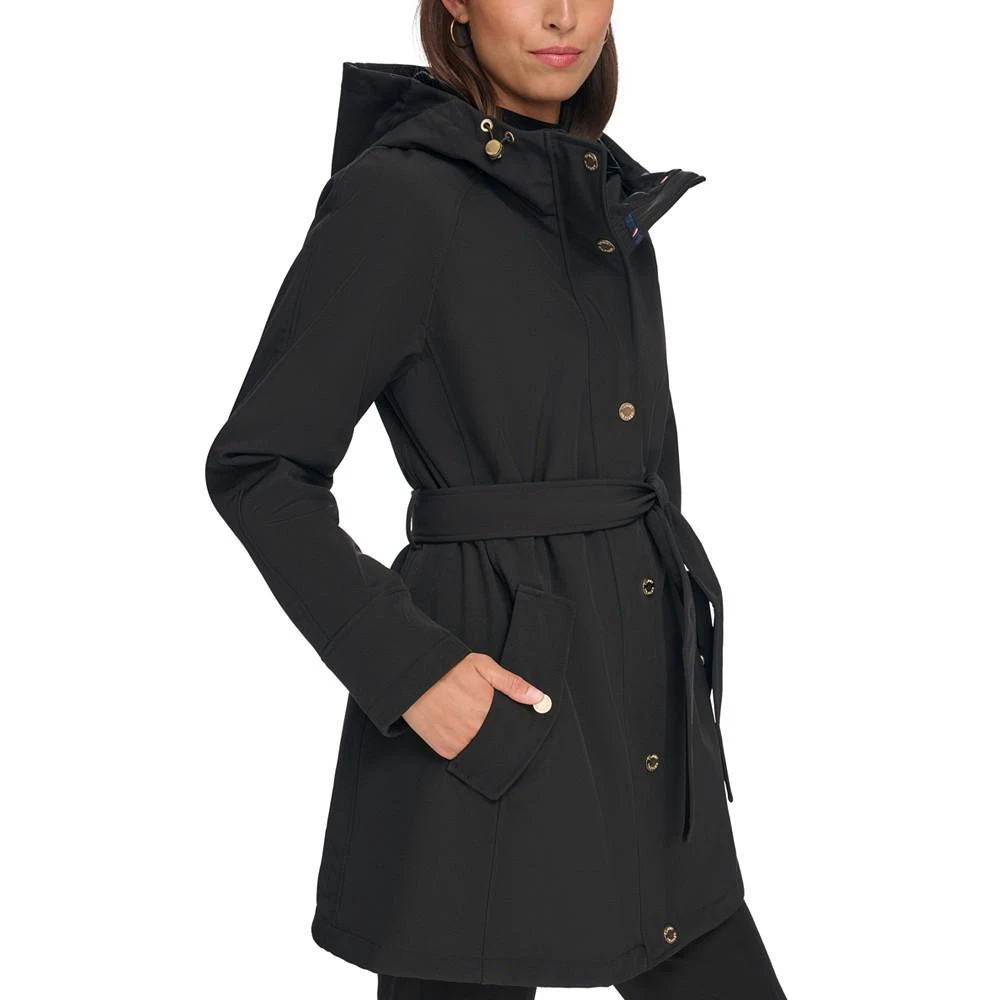 商品Tommy Hilfiger|Women's Hooded Belted Softshell Raincoat,价格¥1196,第3张图片详细描述