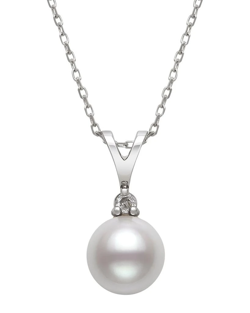 商品Bloomingdale's|Diamond & Cultured Freshwater Pearl Pendant Necklace in 14K White Gold, 16",价格¥3023,第1张图片