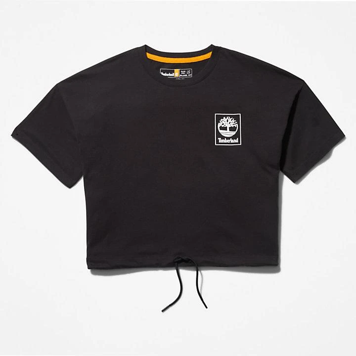 Cropped T-Shirt with Drawstring Hem for Women in Black 商品