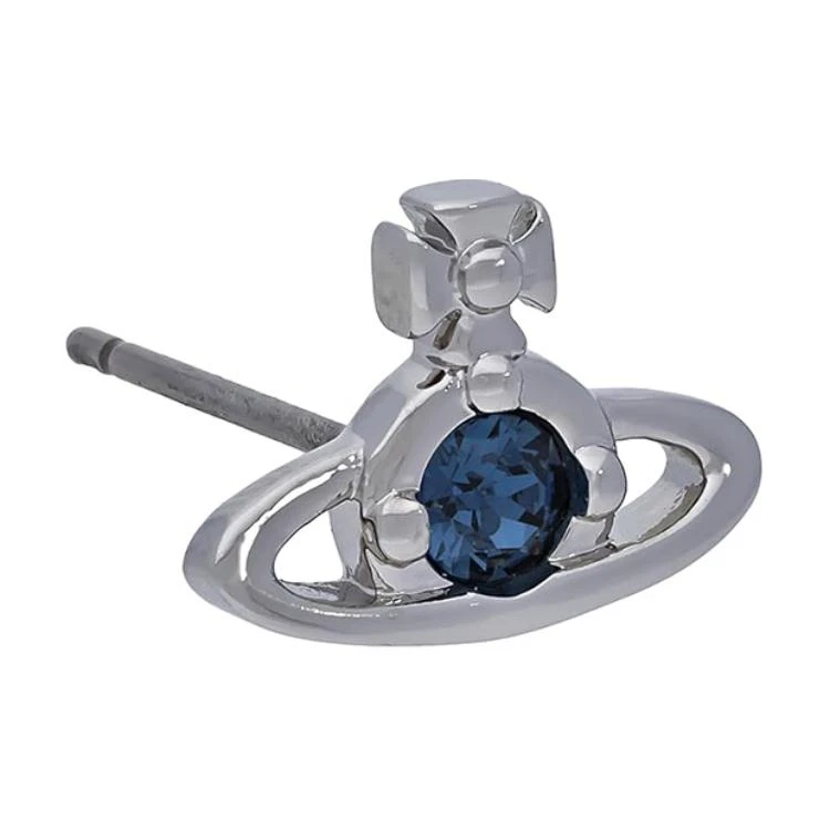 商品[国内直发] Vivienne Westwood|NANO SOLITAIRE SINGLE STUD 土星 单只 水晶 耳钉 男女同款情侣款 蓝宝石色/银,价格¥1328,第7张图片详细描述