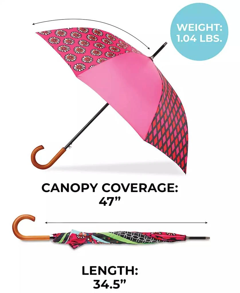 商品Totes|Patchwork Auto Open Stick Umbrella,价格¥260,第4张图片详细描述