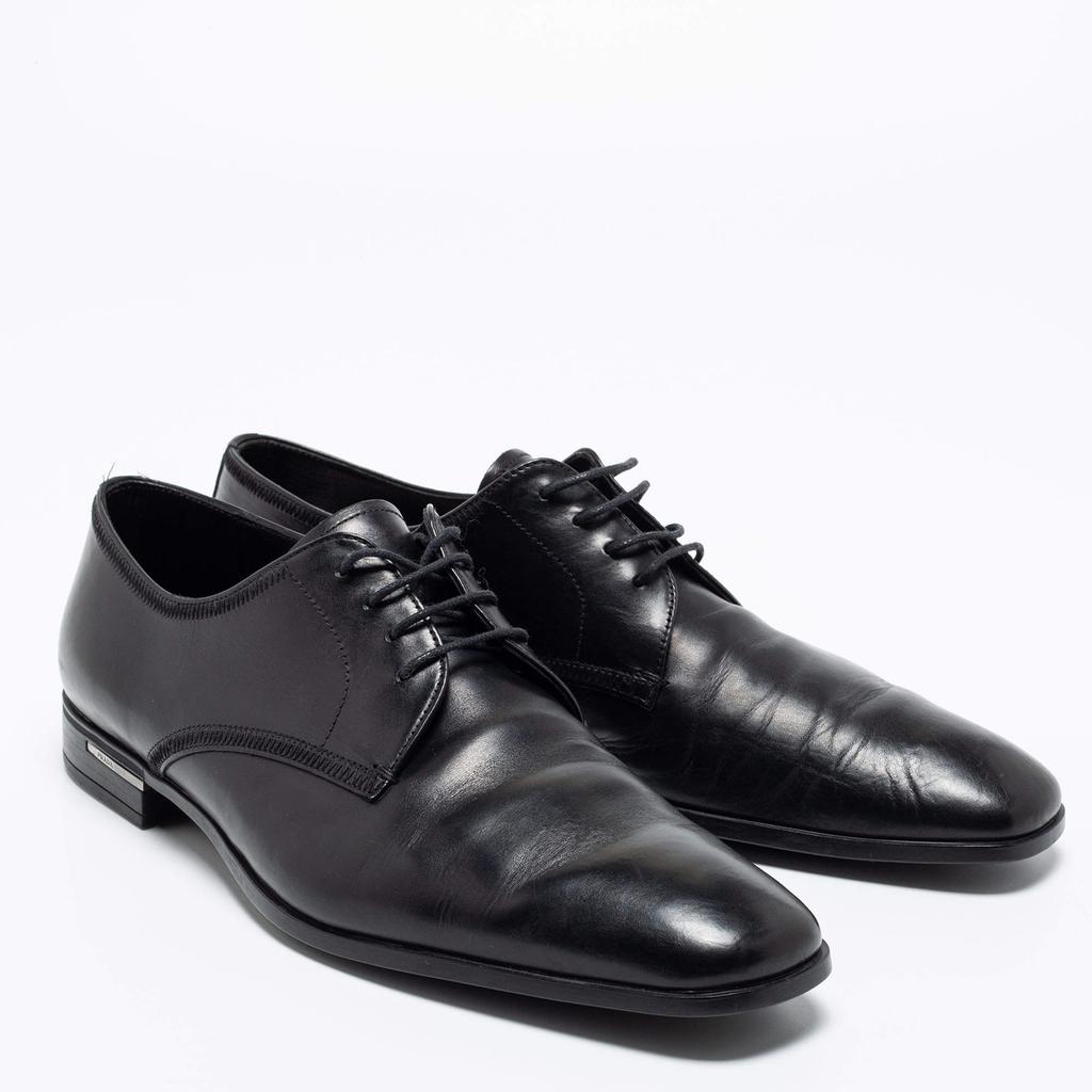 Prada Black Leather Lace Up Derby Size 42商品第3张图片规格展示