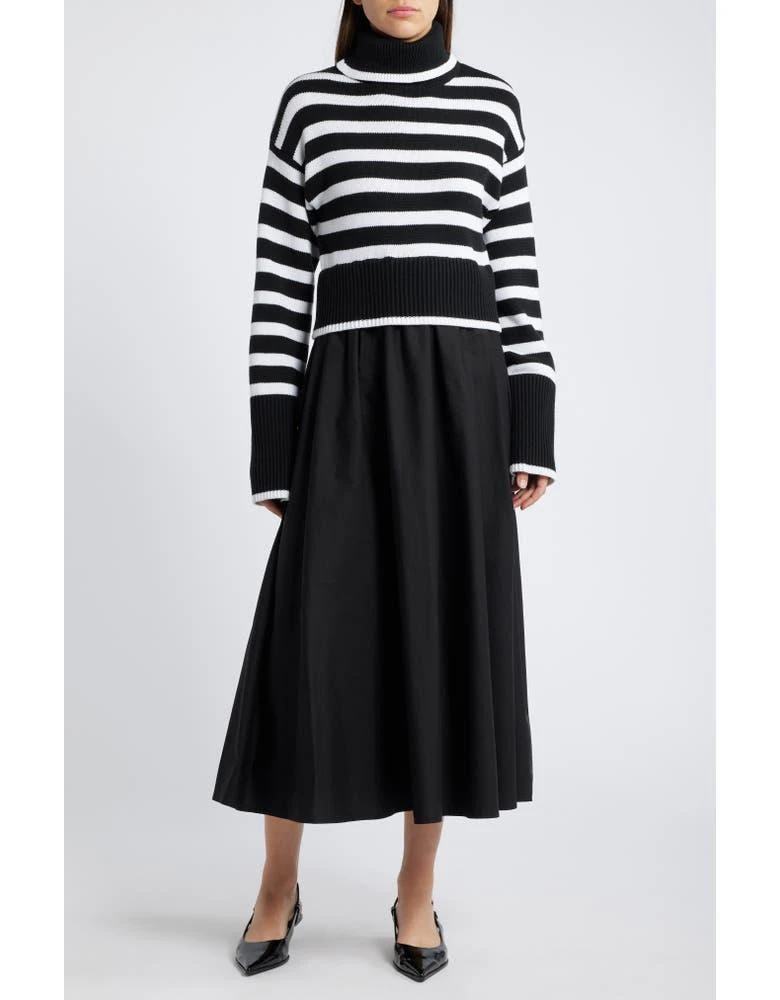 商品Moon River|Mixed Media Long Sleeve Midi Dress,价格¥486,第1张图片