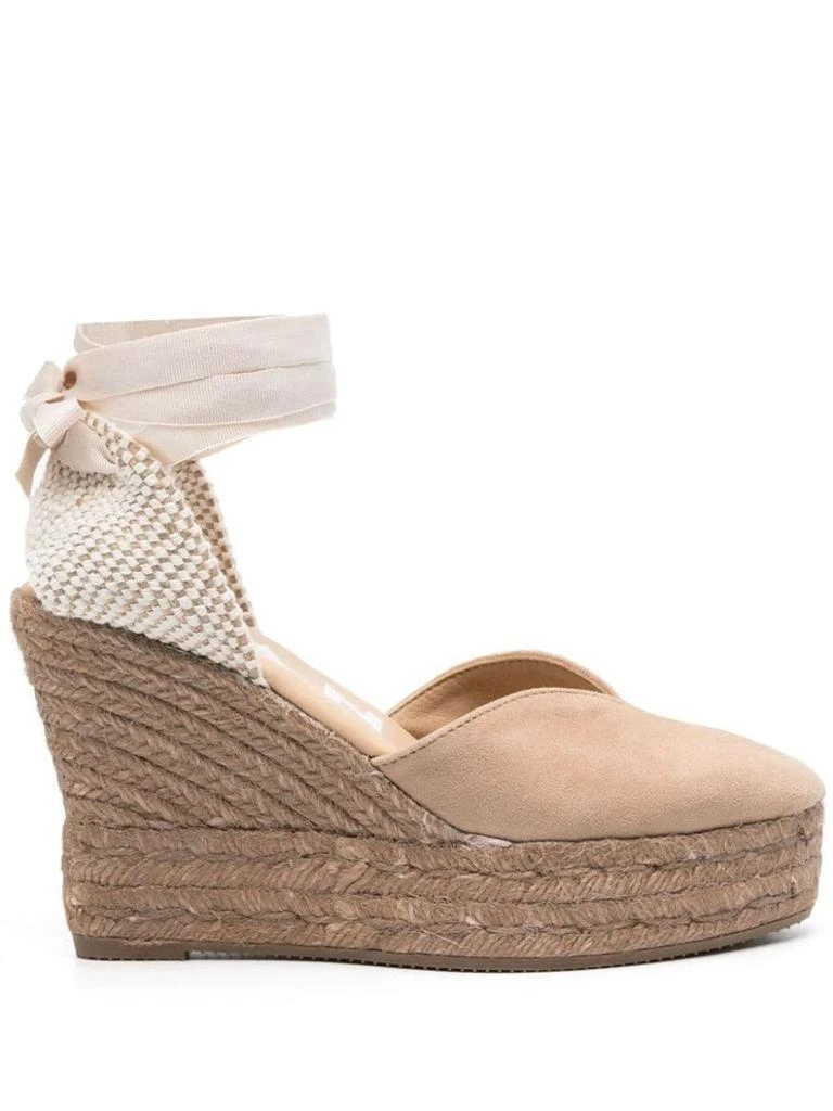 商品MANEBÍ|Manebí Hamptons Suede Heart-Shaped Wedge Espadrilles in Grey,价格¥787,第1张图片