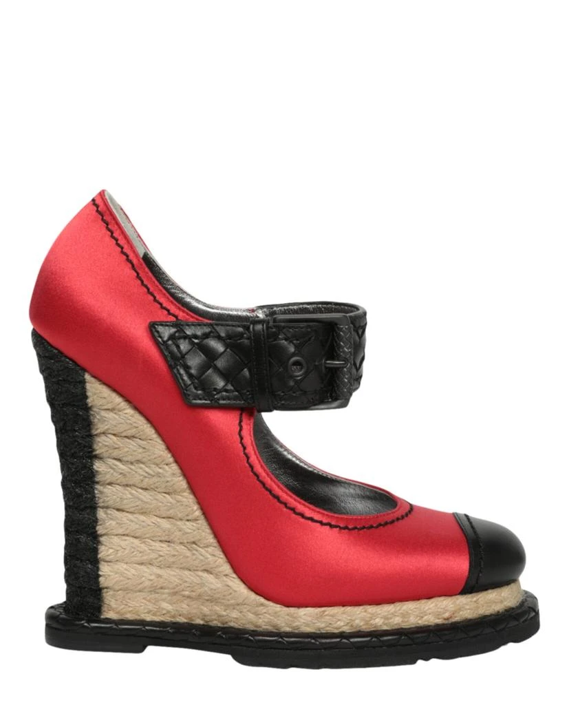 商品Bottega Veneta|Red Satin Espadrille Wedge,价格¥1800,第1张图片