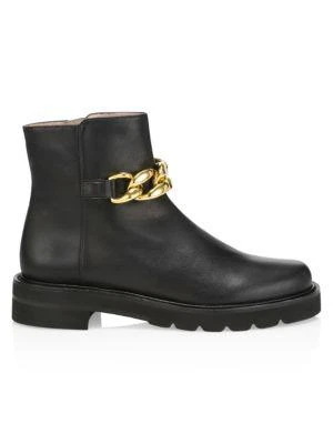 商品Stuart Weitzman|Lift Chain Leather Combat Boots,价格¥1110,第1张图片