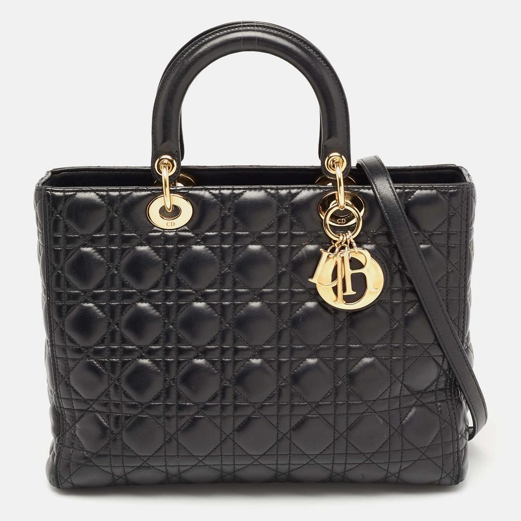 Dior Black Cannage Leather Large Lady Dior Tote商品第1张图片规格展示