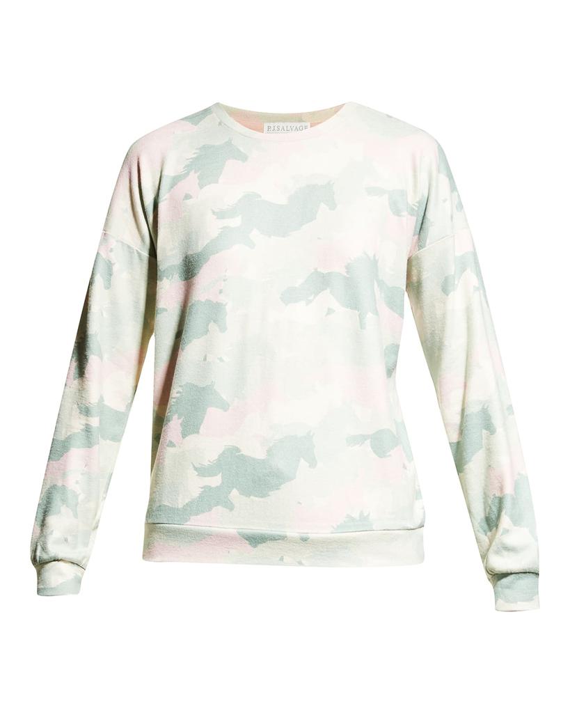 Country Camo Horse-Print Crewneck Sweatshirt商品第2张图片规格展示