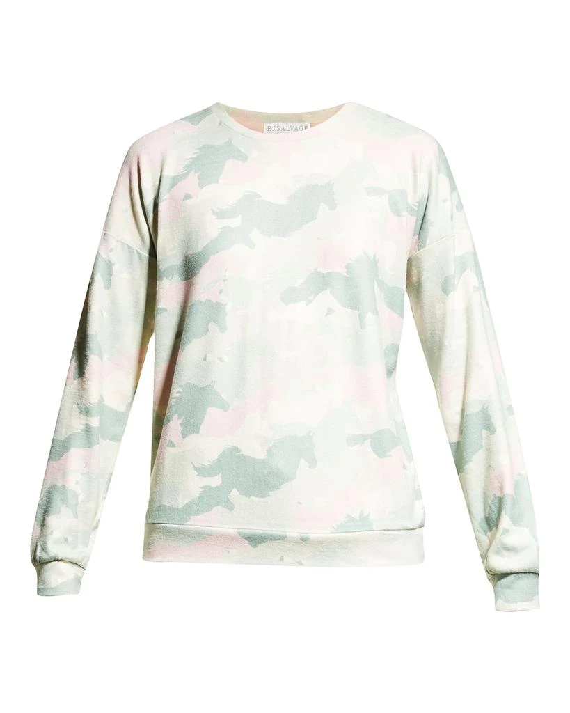 商品PJ Salvage|Country Camo Horse-Print Crewneck Sweatshirt,价格¥263,第2张图片详细描述