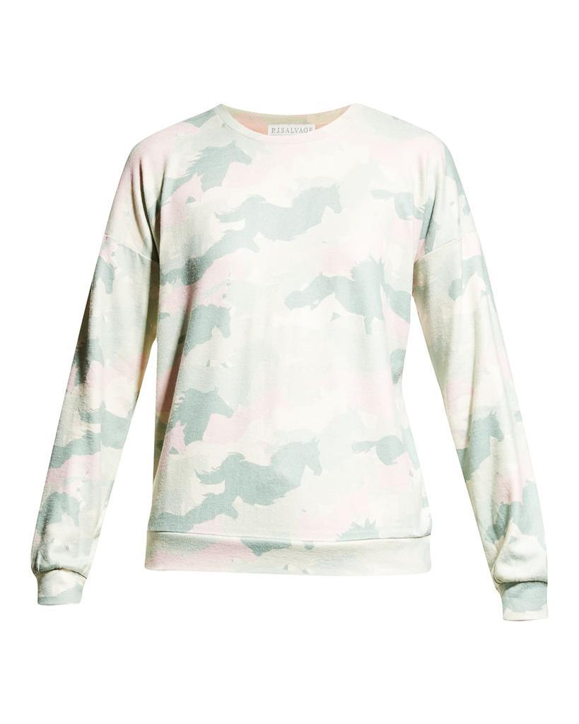 商品PJ Salvage|Country Camo Horse-Print Crewneck Sweatshirt,价格¥393,第4张图片详细描述