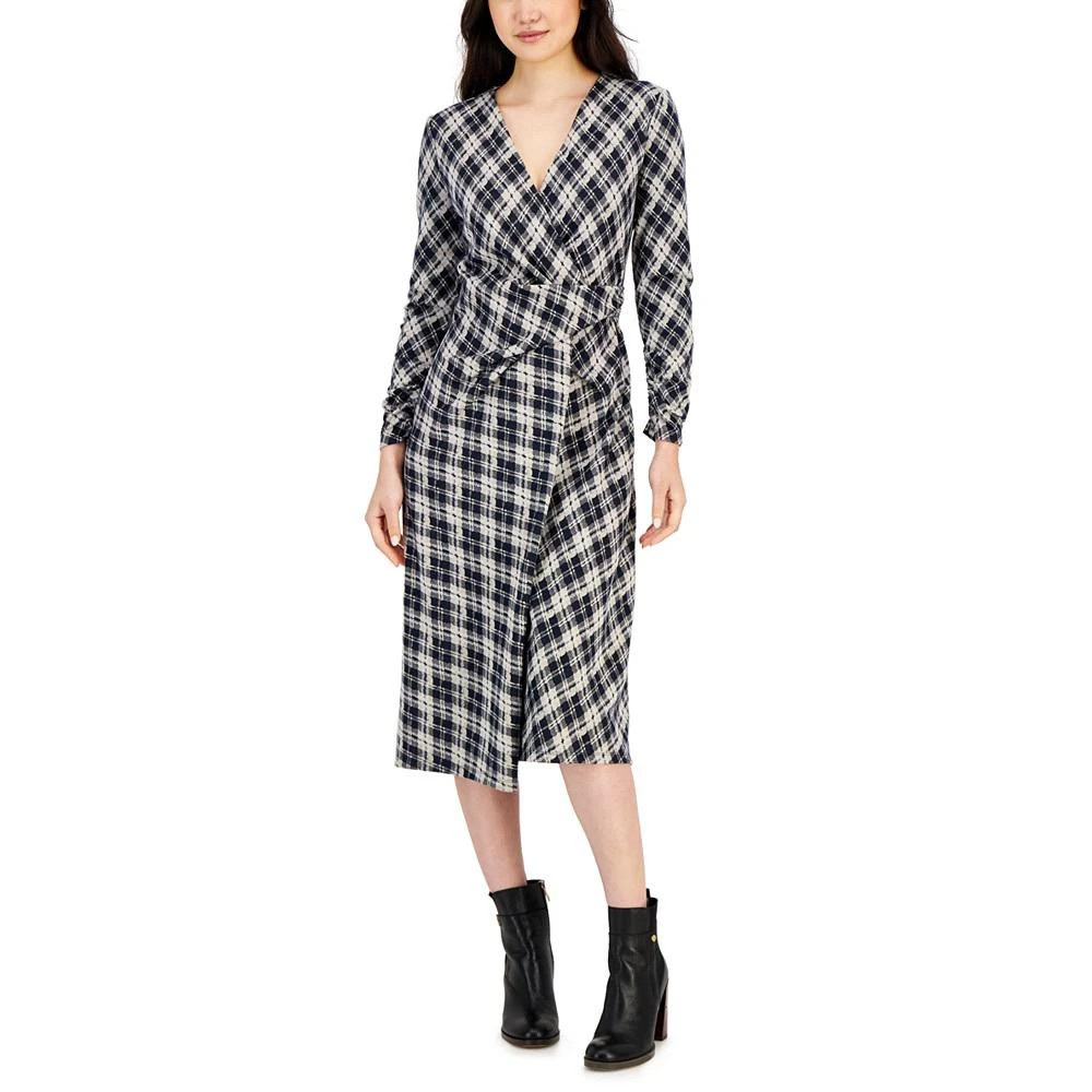 商品Tommy Hilfiger|Women's Jacquard Argyle Wrap Dress,价格¥616,第1张图片