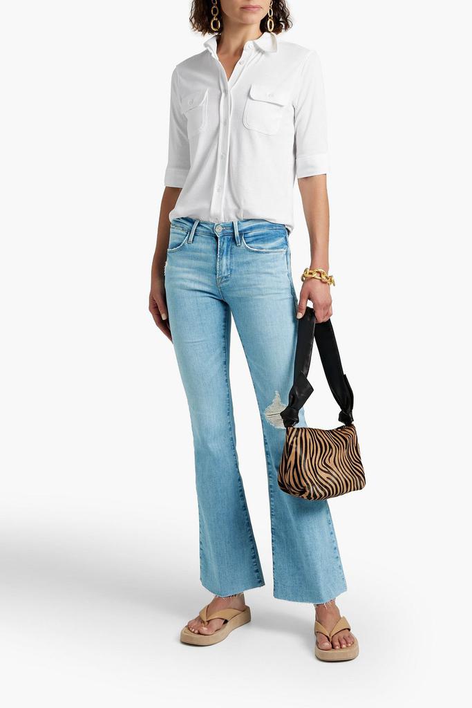 Le Pixie distressed high-rise flared jeans商品第4张图片规格展示
