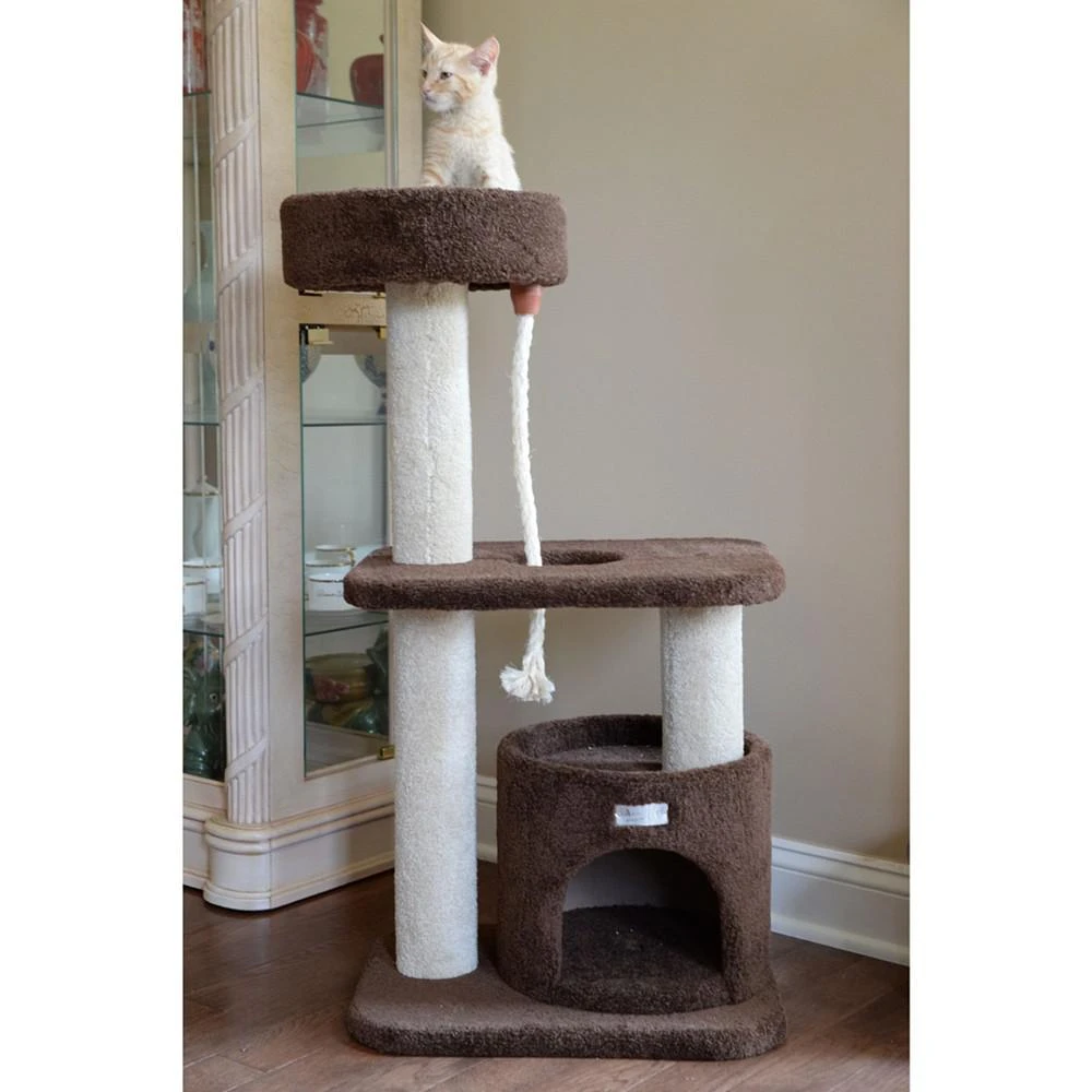 商品Macy's|3-Tier Carpeted Real Wood Cat Tree Condo,价格¥1396,第2张图片详细描述