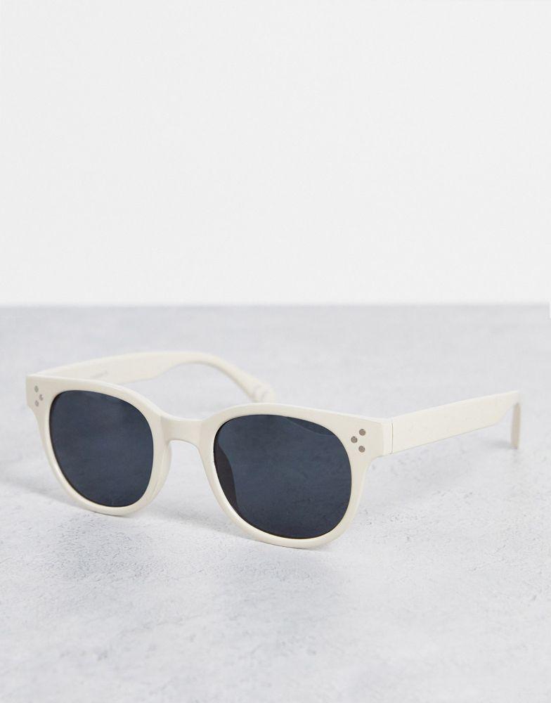 ASOS DESIGN round sunglasses with smoke lens in ecru - BEIGE商品第1张图片规格展示