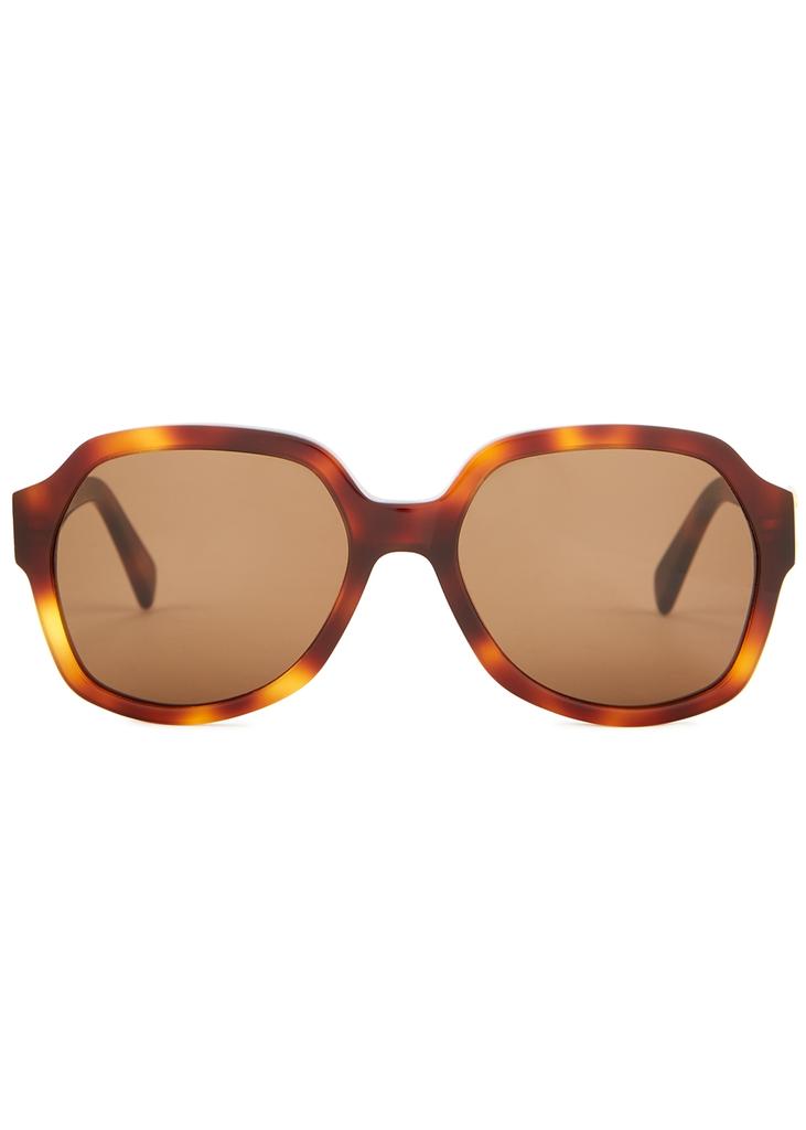 Tortoiseshell square-frame sunglasses商品第2张图片规格展示