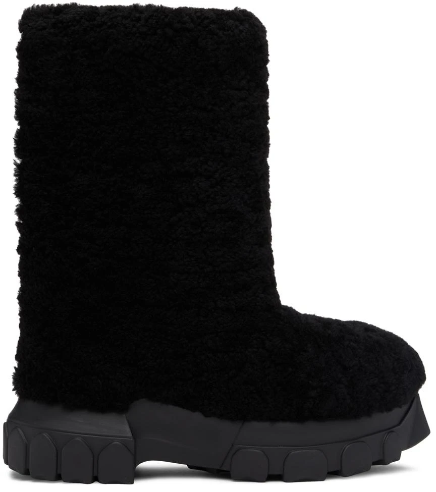 商品Rick Owens|Black Shearling Lunar Tractor Boots,价格¥6713,第1张图片