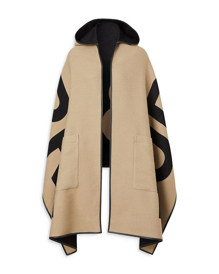 商品Burberry|Logo Wool & Cotton Jacquard Hooded Cape,价格¥8599,第5张图片详细描述