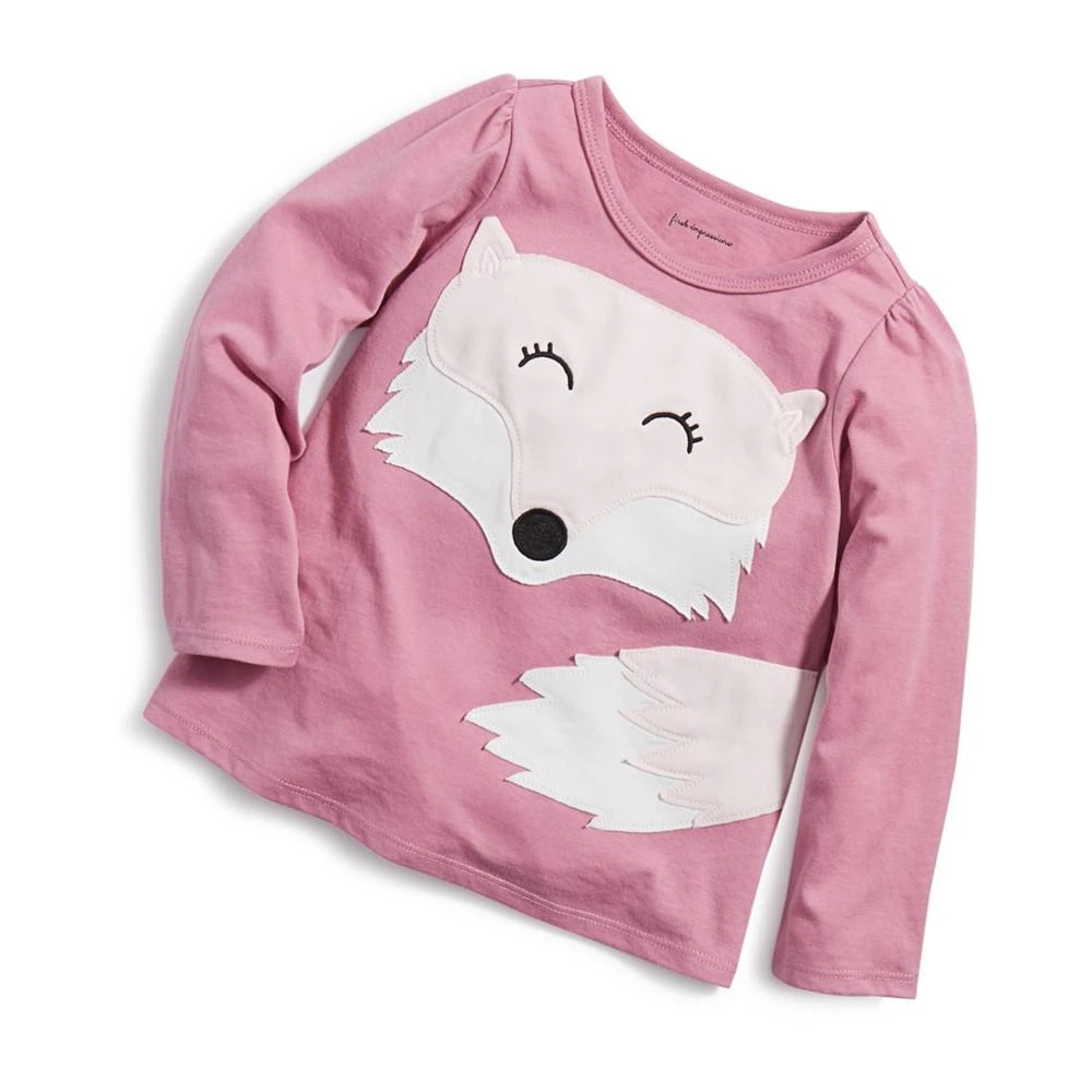 商品First Impressions|Baby Girls Fox Appliqué Long Sleeve Shirt, Created for Macy's,价格¥30,第1张图片