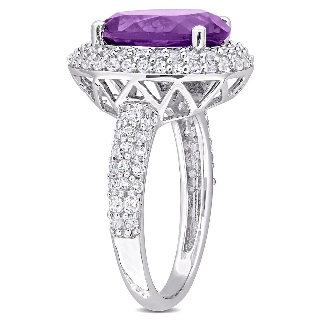 商品Mimi & Max|5 1/3ct TGW Oval-Cut Amethyst and White Topaz Double Halo Ring in Sterling Silver,价格¥787,第5张图片详细描述