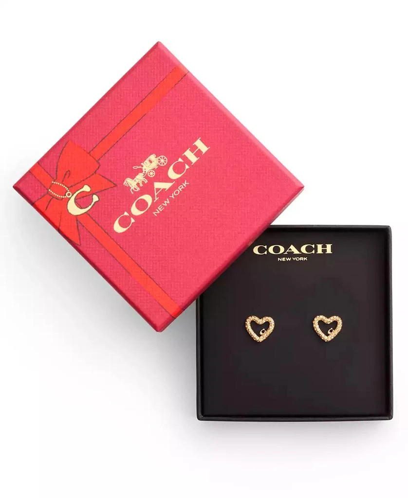 商品Coach|Faux Stone Signature Pavé Heart Stud Earrings,价格¥514,第3张图片详细描述